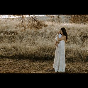 Lucca Couture Tiered Maxi Dress Cream Stripe